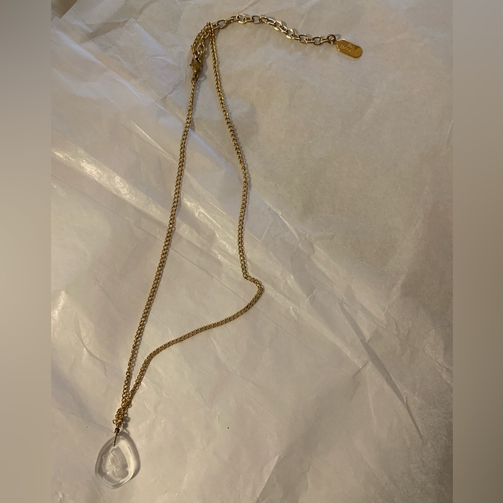 Jill Jacobson jewelry sheer glass cameo with delicate gold chain, NWOT